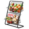 2 Tier Removable Wire Hanging Basket Kitchen Vegetable Storage Basket Organizer