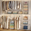 4 Tier Foldable Closet Organizer, Clothes Shelves with 5 S Hooks, Wall Mount&Cabinet Wire Storage Basket