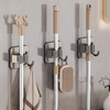 Mop Broom Holder No Dril Wall Mounted Heavy Duty with Hooks Hanger for Bathroom