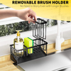 Single-Tier Standing Type Kitchen Sink Caddy Dish Sponge Organizer with Divider Easy Installation Kitchen Sink Organizer