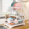 Multi-Functional Kitchen Anti-Rust Countertop Double Draining Bowl Dish Storage Racks