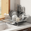 Multifunctional Stainless Steel Countertop Organizer Standing Type Kitchen Storage Holders Dish Bowl Utensils Draining Dish Rack