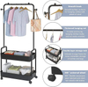 Three-Tier Freestanding Metal Clothing Rack with Wheels Cozy Coat Trolley for Efficient Garment Storage