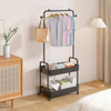 Three-Tier Freestanding Metal Clothing Rack with Wheels Cozy Coat Trolley for Efficient Garment Storage