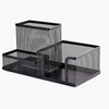 Pen Holder Desk Organizers Pencil Holder for Desk Black, 3 Compartments Metal Office Supply Organizer