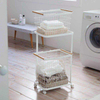 2 Tier Stackable Metal Wire Basket Cart with Rolling Wheels, Utility Rack for Kitchen, Pantry, Garage With 2 Free Baskets