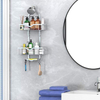 Modern Double-Tier Steel Shower Organizer Hanging Bathroom Storage Rack with Hooks for Sundries Overhead Shower Caddy