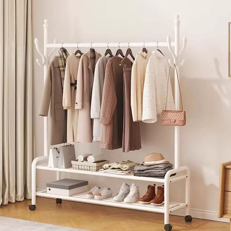 Light Luxury Floor Standing Clothes Rack Bedroom Removable Organizer
