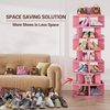 Hot Selling 7-Tier Rotating Shoe Rack Customized Logo Glossy 360° Revolving Shoe Organizer Free Standing Plastic Rack Tools