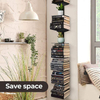 2-Tier Vertical Spine Book Tower Heavy-Duty Metal Bookshelf Home Office Floating Wall Mounted Book Organizers Sundries Storage