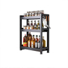 Large Capacity Shelf Kitchen Supplies Comprehensive Storage 3-tier Metal Black Storage Holders & Racks Multifunction Modem