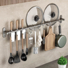 Gunmetal Gray Kitchen Storage Hooks Space Aluminum Wall Mounted Shelf