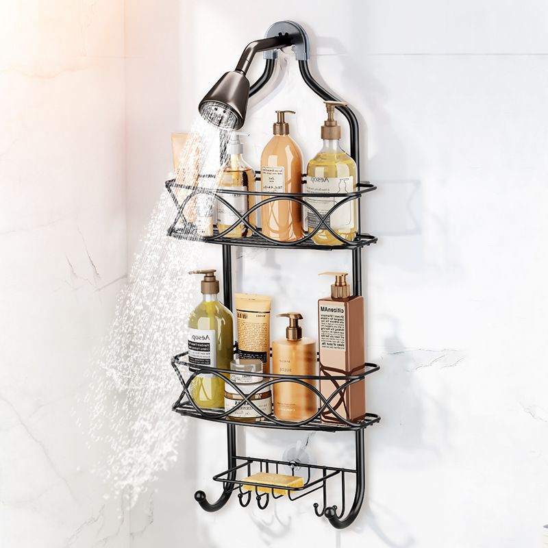 Cross Border Wrought Iron Shower Room Bathroom Rack Shower Head Shelf Hanging Shelf Organizer Shower Gel Shampoo Storage