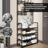4-Tier Coat and Shoe Rack Entryway Coat Rack with 8 Hooks Shoes Organizer for Living Room, Bedroom, Office