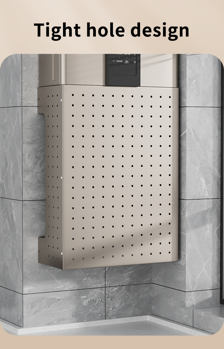 Champagne Gold Kitchen Gas Water Heater Cover Hole Plate Wall Organizer Shelf