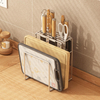 Multifunctional Cutting Board and Knife Drying Rack Kitchen Countertop Pot Lids Organizer Knife Block Holder With Drain Tray