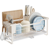 Compact Single-Tier Dish Drainer Rack for Kitchen Sink Window Sill Installation-Free Standing Type Narrow Storage Board