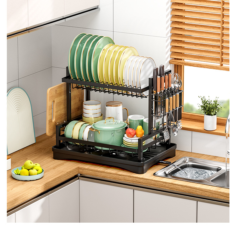 Cross-Border Kitchen Sink Countertop Dish Draining Rack Basket Cupboard Knife and Fork Cutlery Organizer