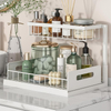 2-Tier Metal Sink Organizer Pull-Out Cabinet Organizer Slide-Out Sink Shelf Standing Type Installation Double Storage Shelves
