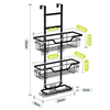 No-Punch Wrought Iron Wall-Mounted Bathroom Shelf Tiered Hanging Basket Storage for Toilet Shower Room Door Hanging Shelf