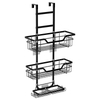 No-Punch Wrought Iron Wall-Mounted Bathroom Shelf Tiered Hanging Basket Storage for Toilet Shower Room Door Hanging Shelf
