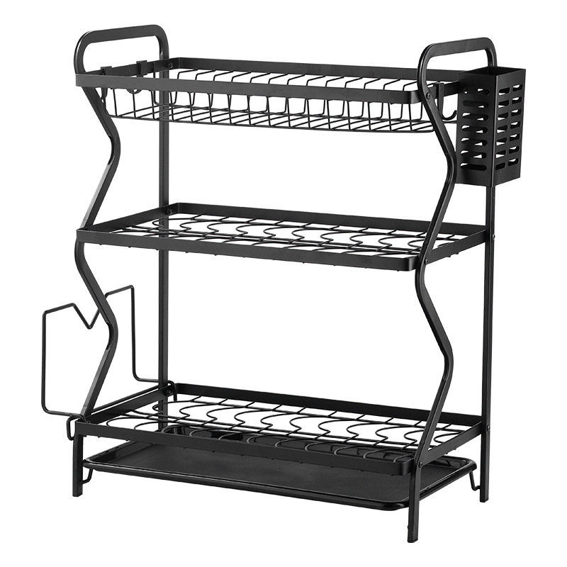 Kitchen Storage and Display Dish Rack Double-Tiered Stand Type Drainage Filter Household Knife Organizer