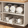 Kitchen Dish Drainer Cabinet Pull-Out Organizer with Large Capacity Tableware Storage Racks Metal Material