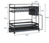 Two Tier Detachable Cross-Border New Kitchen Stainless Steel Draining Rack With Adjustable Catch Tray Black and White