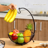 Portable Double Fruit Basket Organizer Wrought Iron Hanging Rack for Bananas Snacks Standing Type Easy Installation Removal