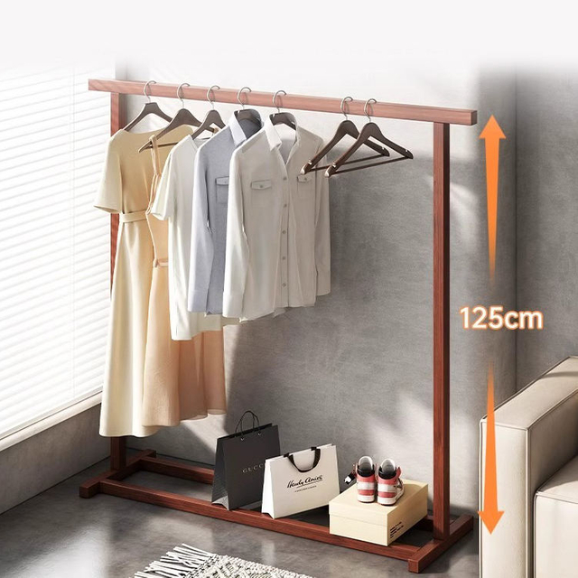 Simple Floor Hanging Clothes Rack Solid Wood Indoor Storage Drying Racks