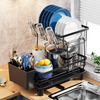 Kitchen Countertop Drying Rack with Double Tiers Household Chopsticks Knife Fork & Cup Storage Holder for Home Use