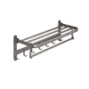 Foldable Towel Shelf with Movable Hooks Rustproof Towel Storage Wall Mount for Bathroom Lavatory