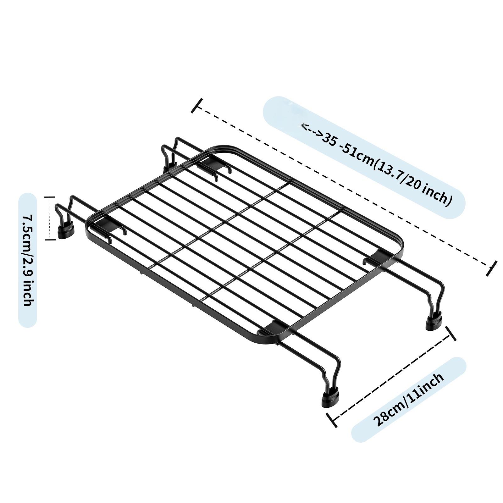 Single-Tier Kitchen Sink Rack Retractable Dish Holder for Fruit & Vegetable Utensils Basin Draining Mat Filter Shelf Storage