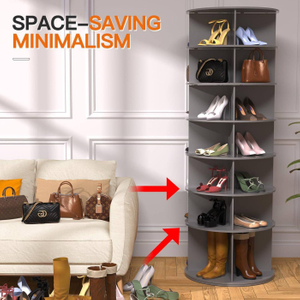 7 Tier Rotating Shoe Rack Hot Selling Free Standing 360° Revolving Shoe Organizer Customized Logo Glossy