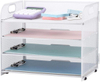 Letter Tray Paper Organizer 4-Tier Desk Organizer File Organizer Paper Holder with Handle, Metal Desktop Document Shelf