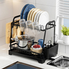 Kitchen Countertop Double Large Capacity Dish Rack Drainer Shelf Easy Assembly