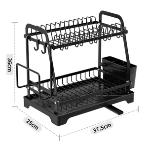 Kitchen Countertop Double Large Capacity Dish Rack Drainer Shelf Easy Assembly