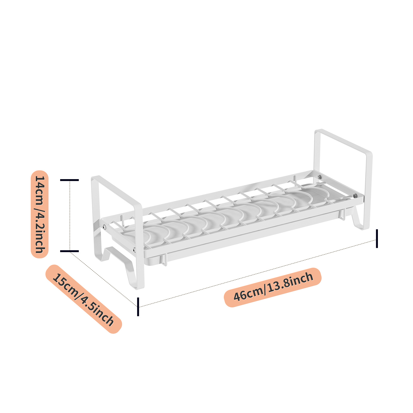 Single-Tier Wrought Iron Kitchen Dish Drainer Cabinet Built-In Small Dish Organizer Home Countertop Cupboard Stand Type Window