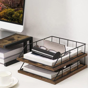 Desk File Information Organizer Iron Books and Magazines Organizer Adaptable Multi-Scene Shelves