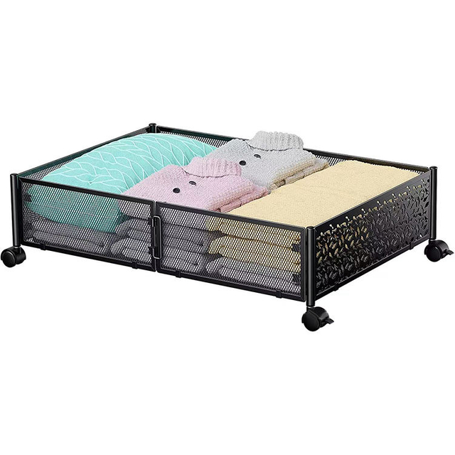 Bedroom Metal Removable Shelf Foldable Underbed Drawer Clothes Organizer