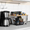Cross-Border Carbon Steel Fruit Snacks Spices Vegetable Storage Basket Bamboo Kitchen Table Board Multilayer Shelves