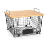 Cross-Border Carbon Steel Fruit Snacks Spices Vegetable Storage Basket Bamboo Kitchen Table Board Multilayer Shelves