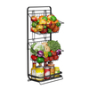 Multi-Layer Wrought Iron Kitchen Shelves Standing Type for Home Water Fruit Vegetable Baskets Snacks Toys Storage