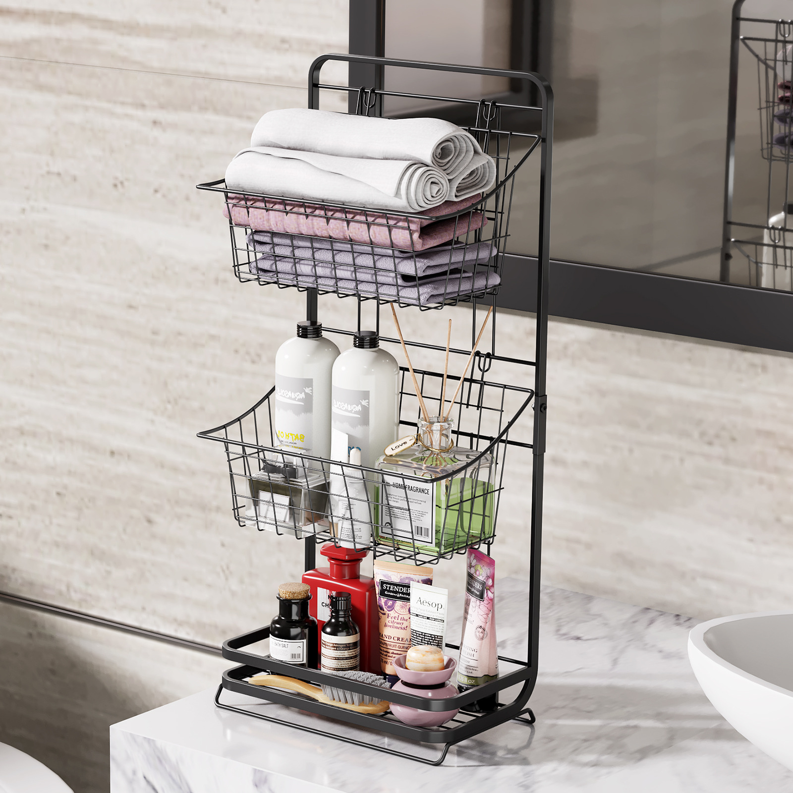 Multi-Layer Wrought Iron Kitchen Shelves Standing Type for Home Water Fruit Vegetable Baskets Snacks Toys Storage