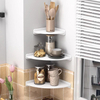 Corner Wall Shelf Holder Kitchen Bathroom Living Room Hanging Storage Cabinet Organizer 3 Tiered Wooden PVC Plastic Sustainable