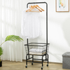 Laundry Cart with Wheels and Hanging Rack, Rolling Laundry Basket Wire Storage Rack Coat Rack for Laundry Bedroom