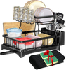 Kitchen Multifunctional Iron Wire Sink Dish Draining Racks Double Tiers Standing Type Drawer Holder Shelf Removable