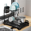 Multifunctional Double-Tier Cutlery Cup Storage Bowl Holder Kitchen Draining Dish Rack for Counter Surface Household Use