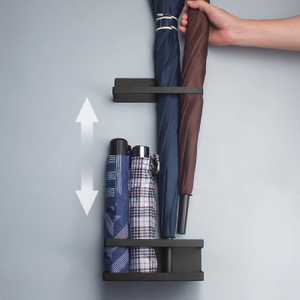 Magnetic Umbrella Drain Rack Black Metal Free Standing Rack Non Perforated Wall Mounted