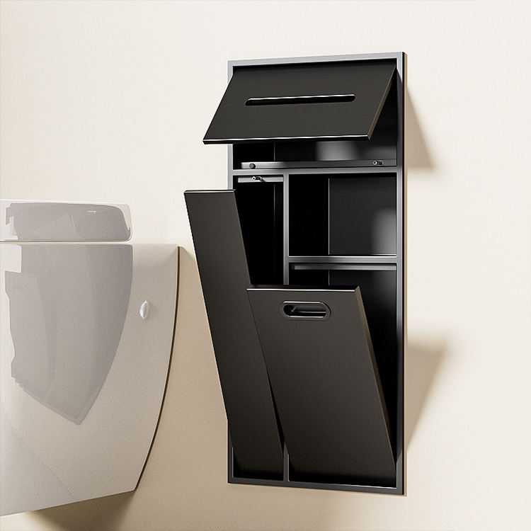 Bathroom Waterproof Niche Multifunctional Wall Storage Built-In Stainless Steel Trash Cans